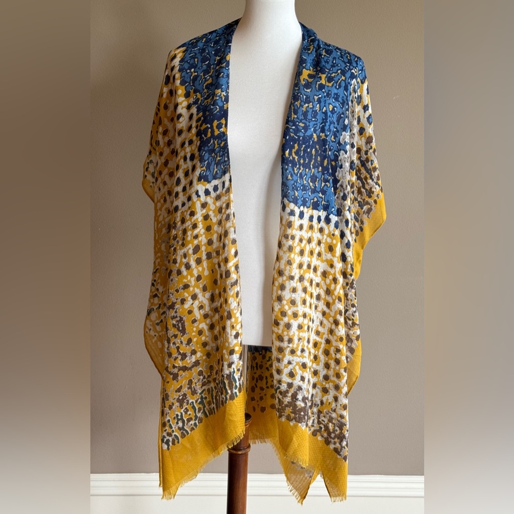 Blue and Yellow Patterned Wrap/ Kimono
